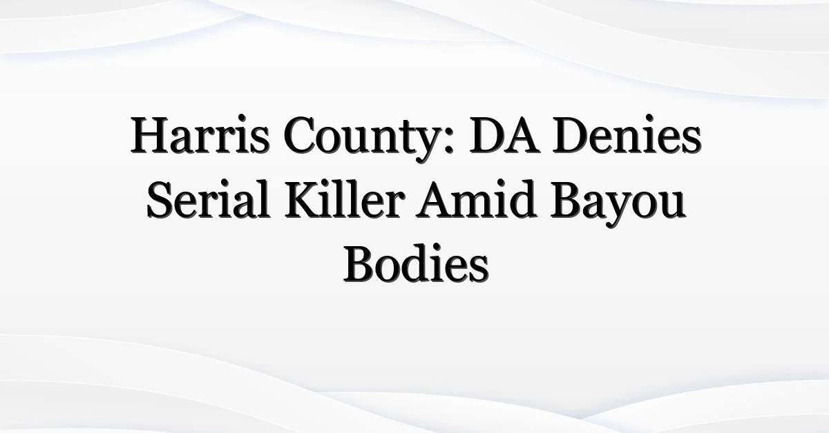 Harris County: DA Denies Serial Killer Amid Bayou Bodies