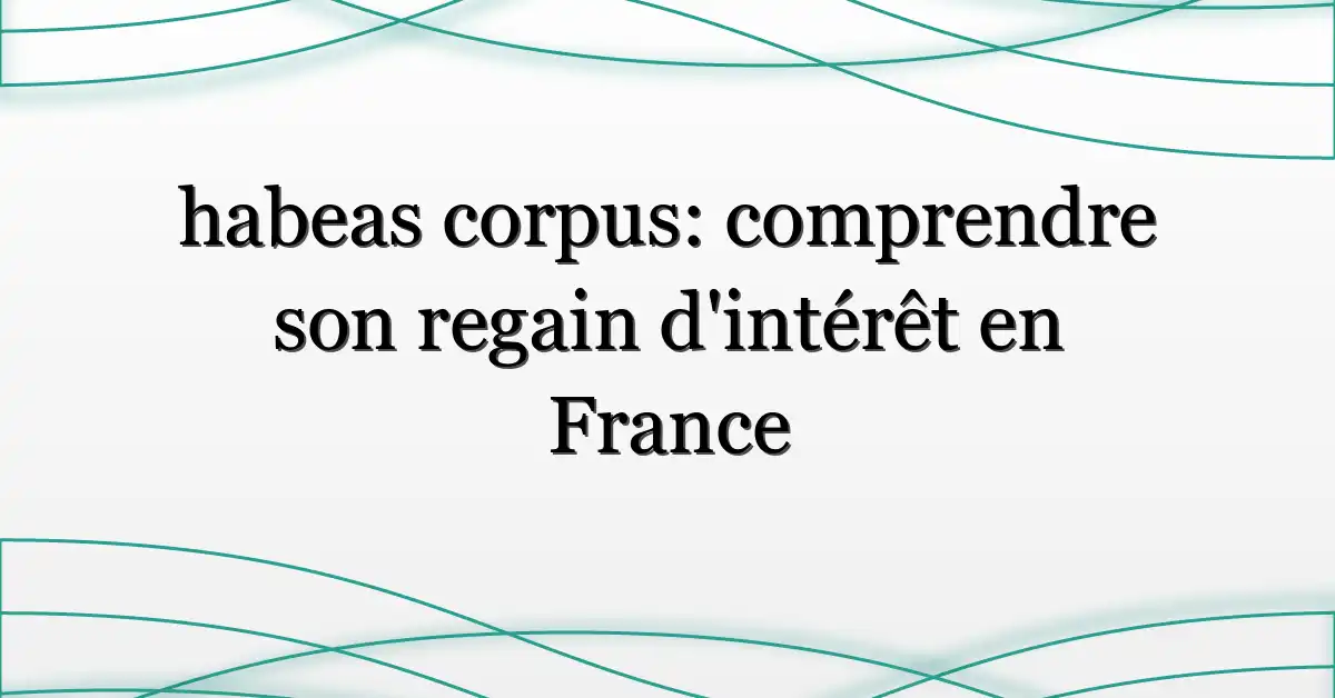 habeas corpus: comprendre son regain d’intérêt en France