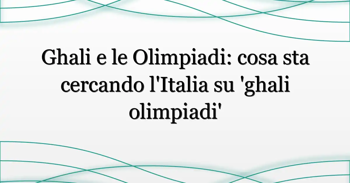 Ghali e le Olimpiadi: cosa sta cercando l’Italia su ‘ghali olimpiadi’