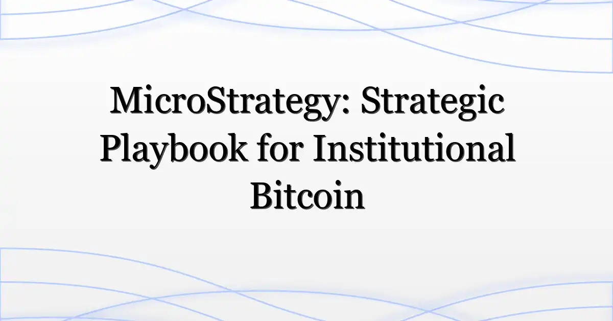 MicroStrategy: Strategic Playbook for Institutional Bitcoin