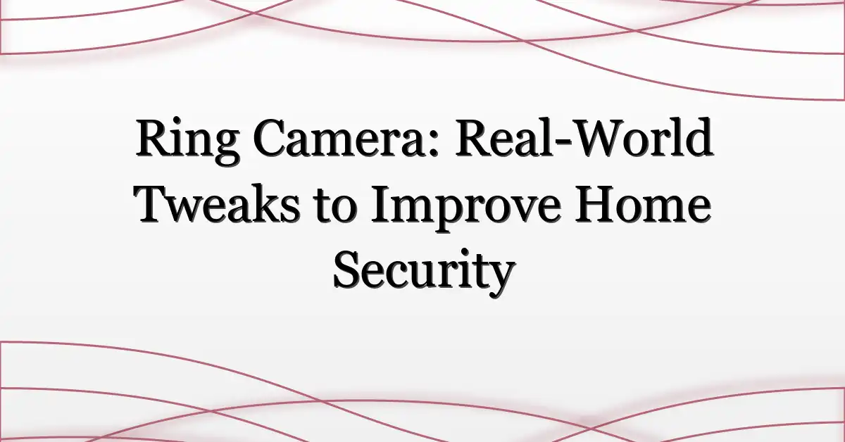 Ring Camera: Real-World Tweaks to Improve Home Security