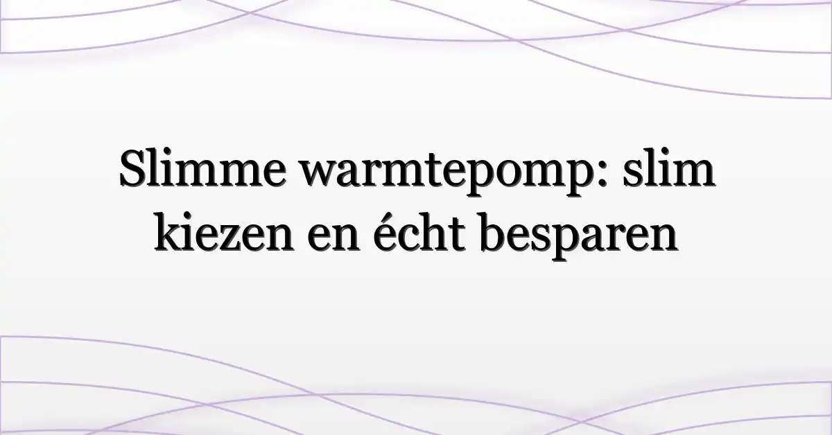 Slimme warmtepomp: slim kiezen en écht besparen