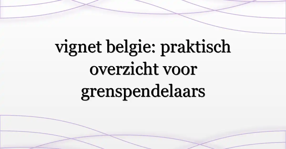 vignet belgie: praktisch overzicht voor grenspendelaars