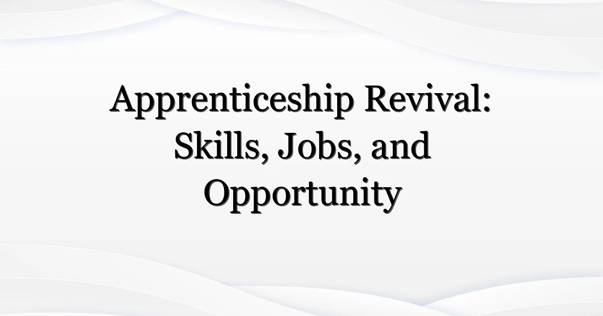 Apprenticeship Revival: Skills, Jobs, and Opportunity