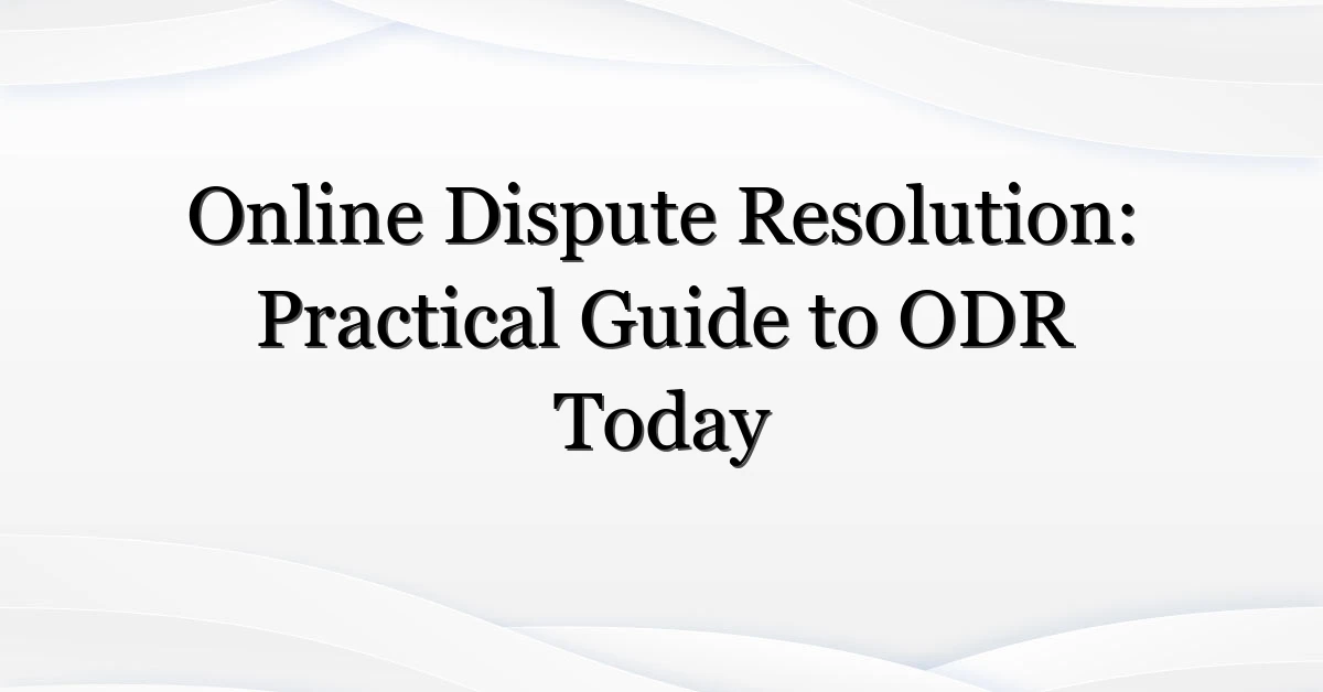 Online Dispute Resolution: Practical Guide to ODR Today