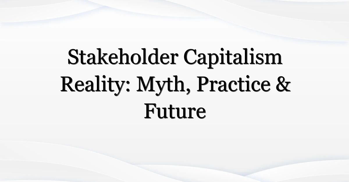 Stakeholder Capitalism Reality: Myth, Practice & Future