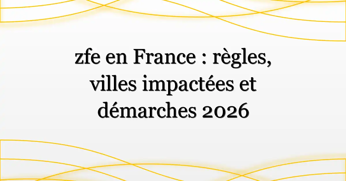 zfe en France : règles, villes impactées et démarches 2026