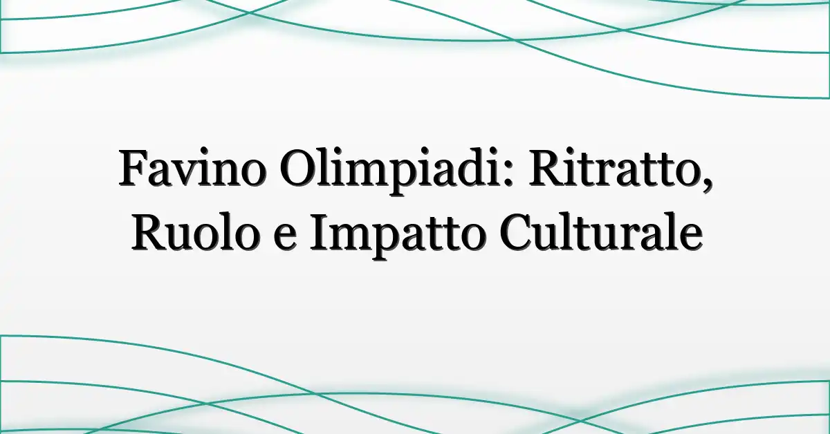 Favino Olimpiadi: Ritratto, Ruolo e Impatto Culturale