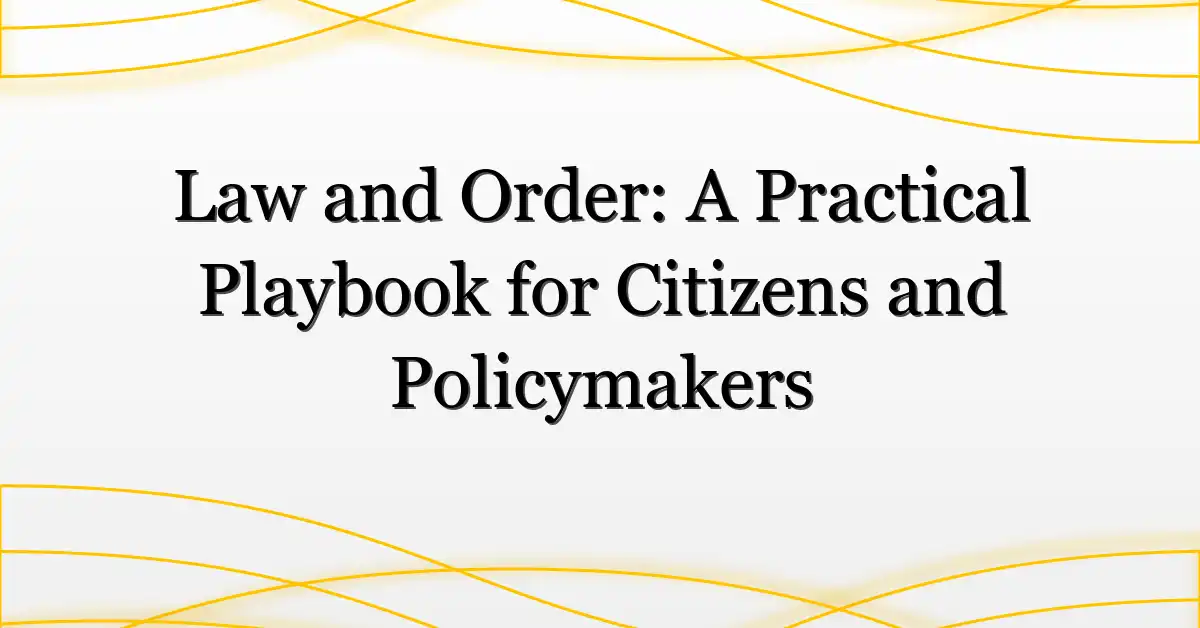 Law and Order: A Practical Playbook for Citizens and Policymakers