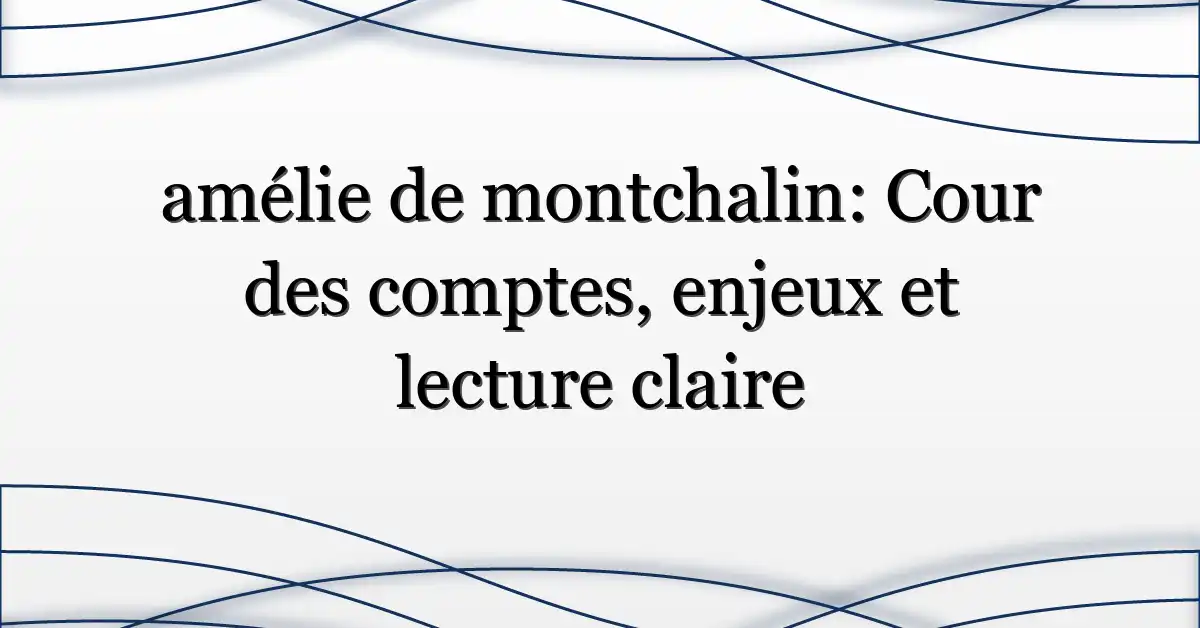 amélie de montchalin: Cour des comptes, enjeux et lecture claire
