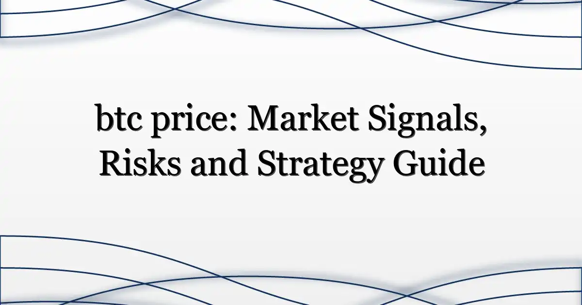 btc price: Market Signals, Risks and Strategy Guide