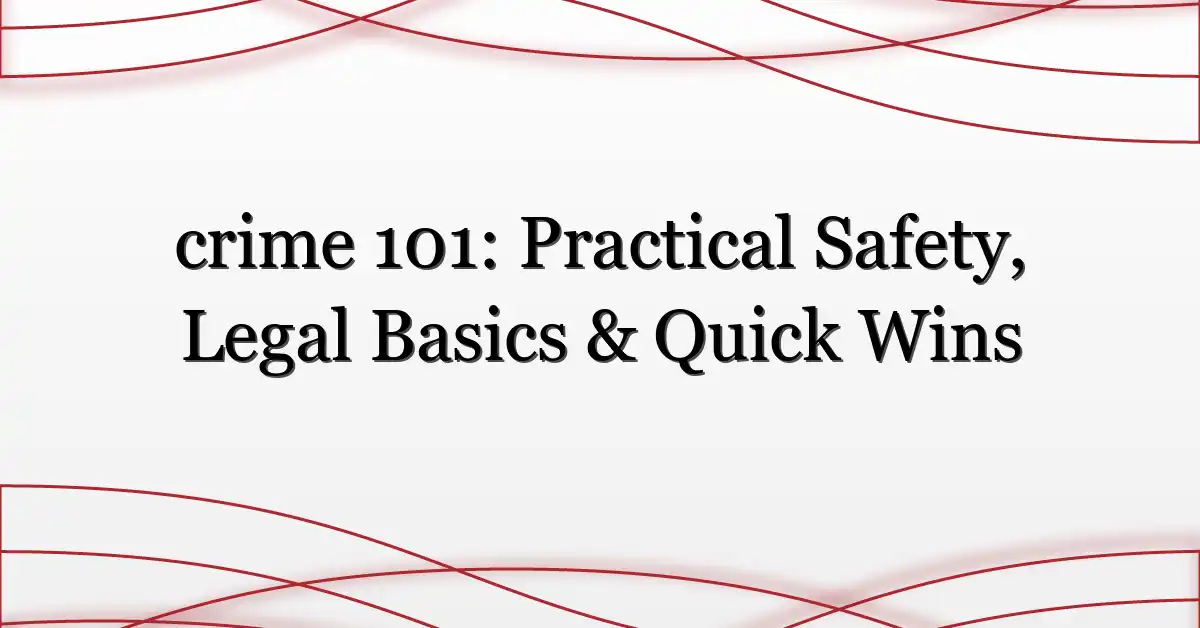 crime 101: Practical Safety, Legal Basics & Quick Wins
