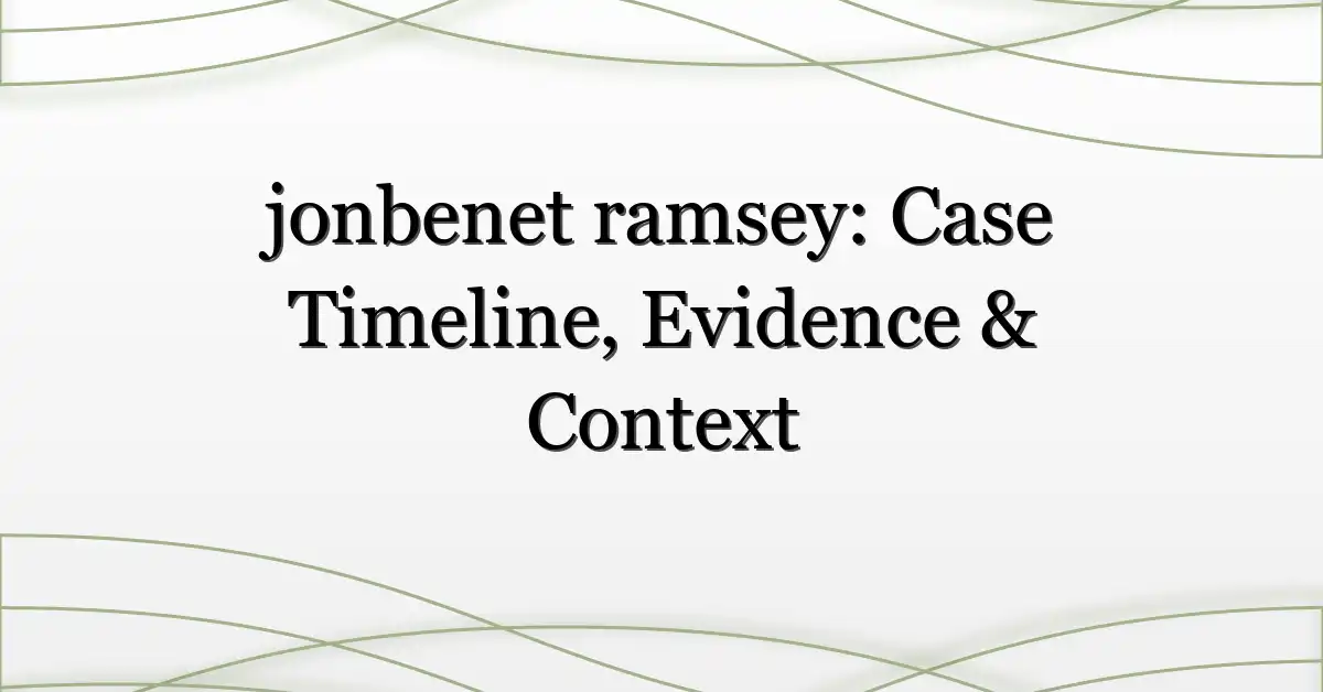 jonbenet ramsey: Case Timeline, Evidence & Context