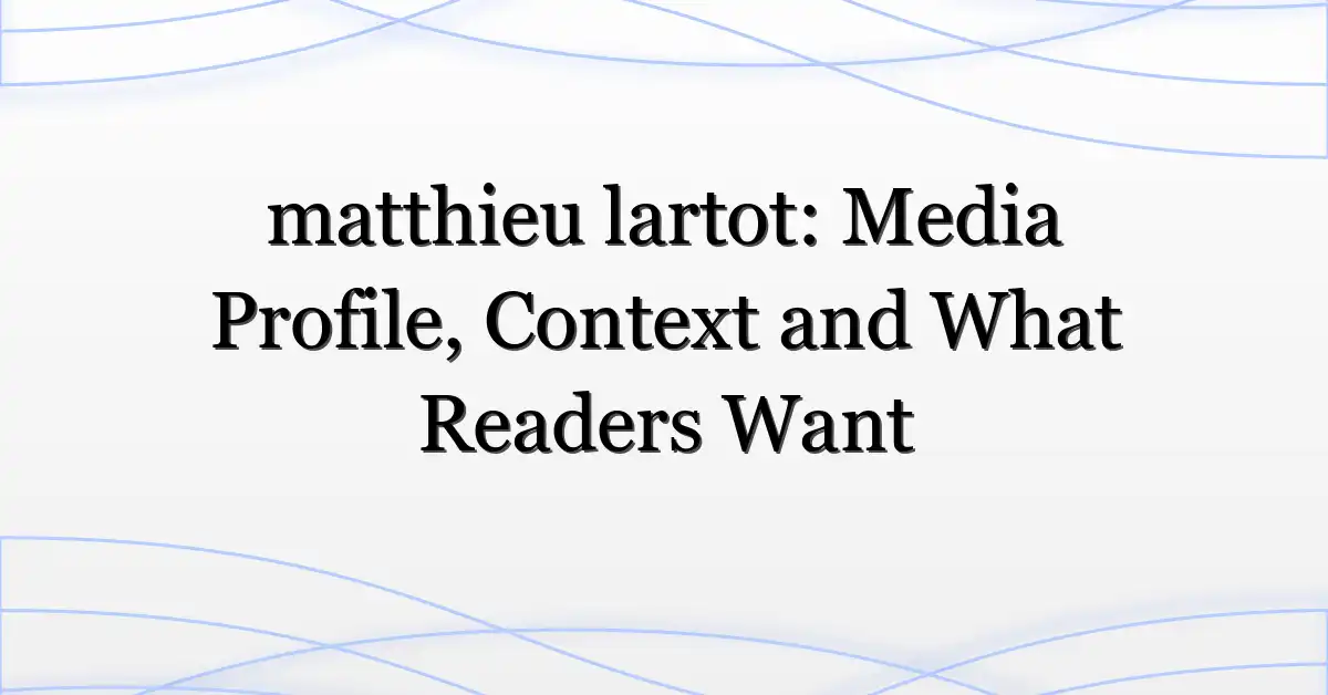 matthieu lartot: Media Profile, Context and What Readers Want